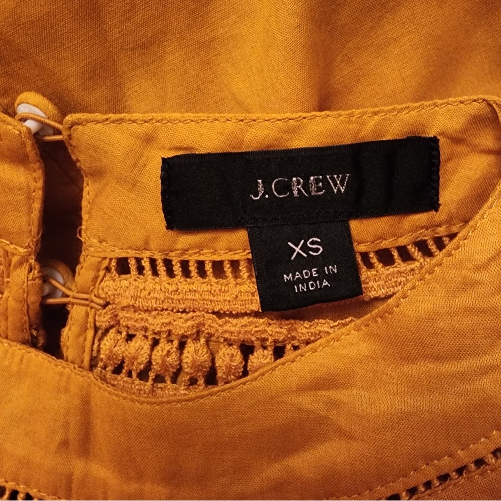 NWOT J.Crew Mustard Crochet Embroidered Top XS - Picture 11 of 12